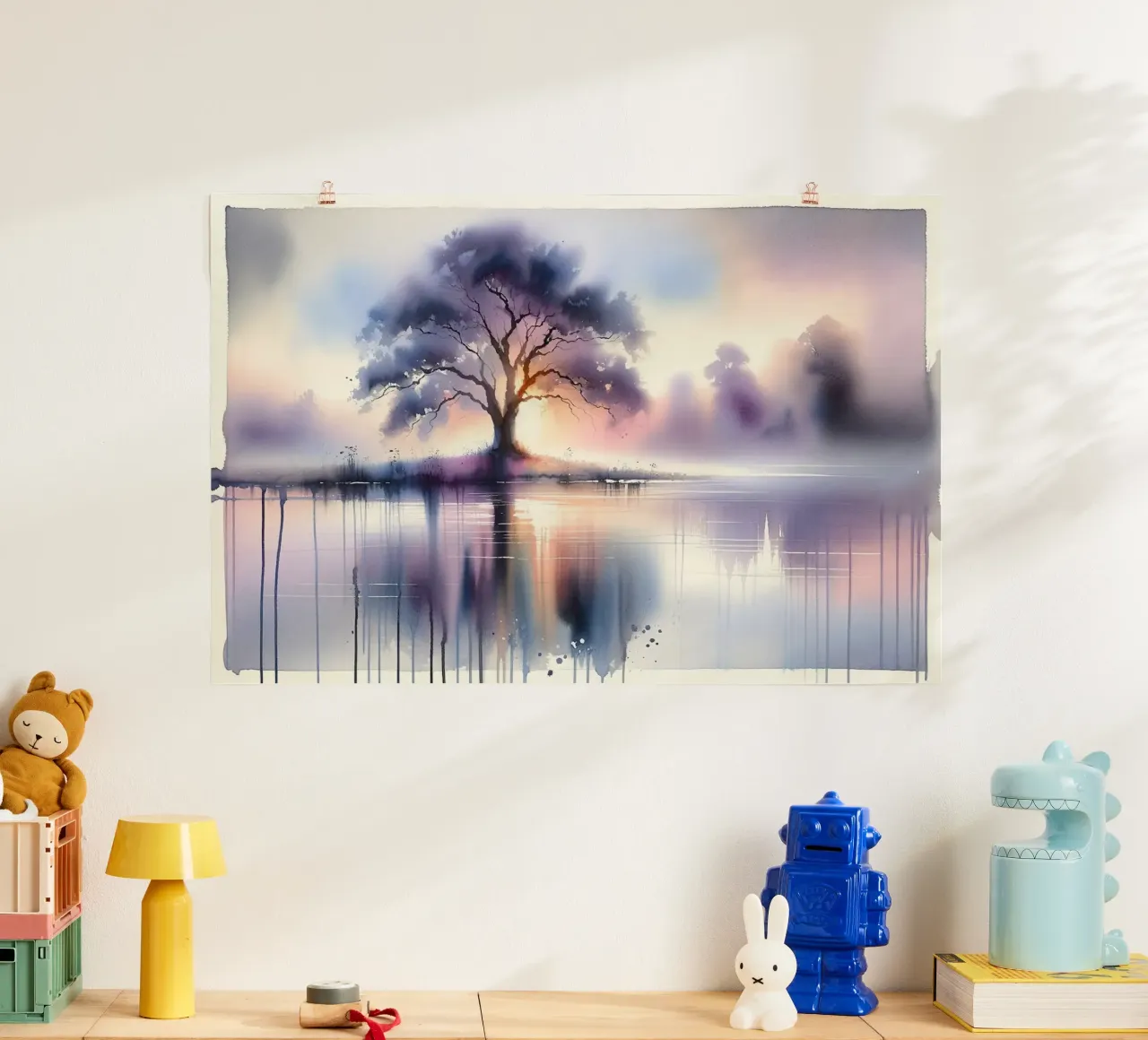 Tranquil Tree Reflection poster with plastic frame by Chromatic Fusion Studio
