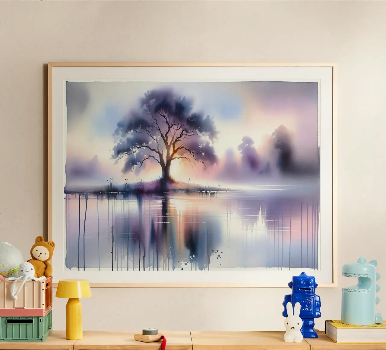 Tranquil Tree Reflection poster with plastic frame by Chromatic Fusion Studio