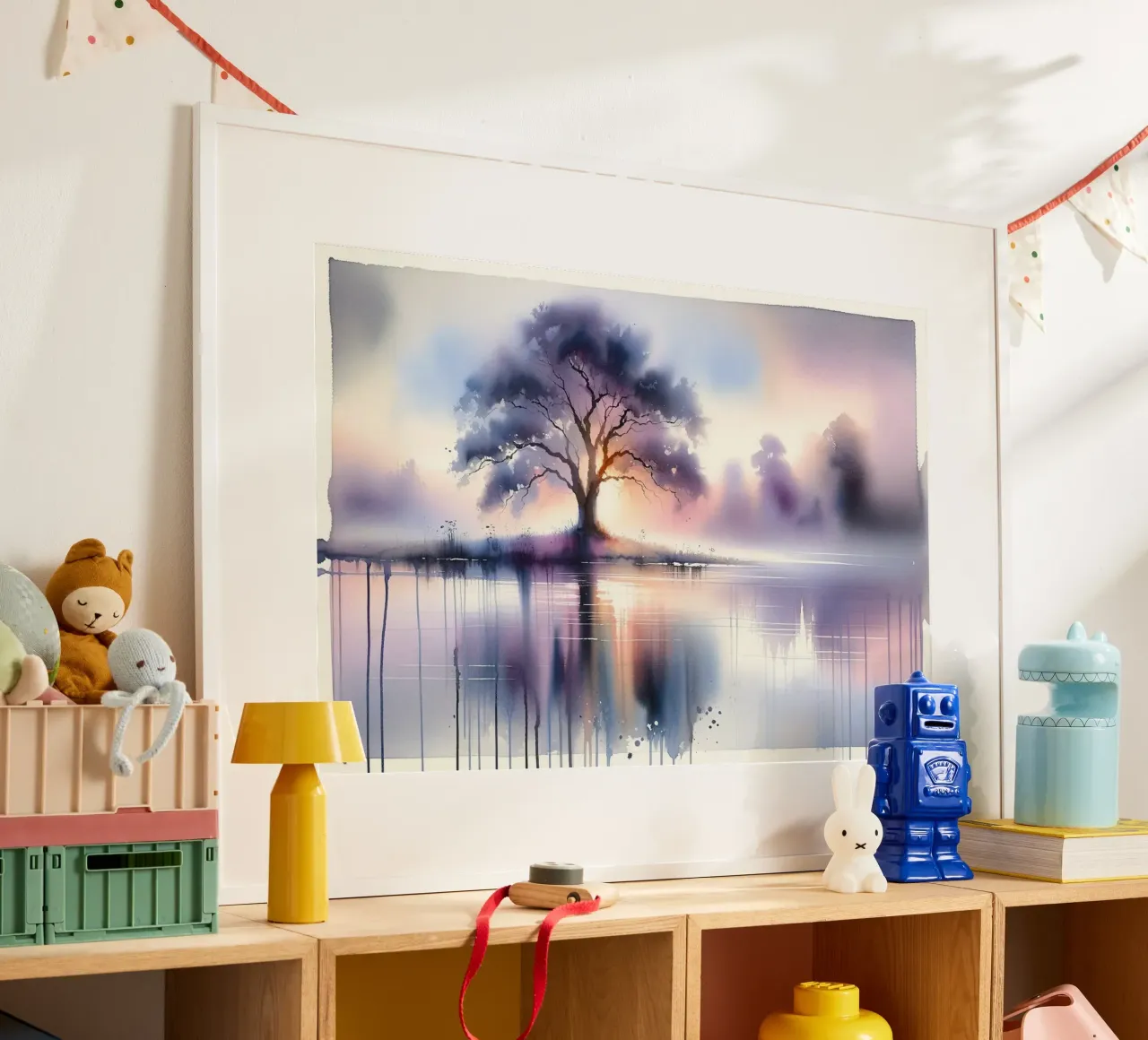 Tranquil Tree Reflection poster with plastic frame by Chromatic Fusion Studio