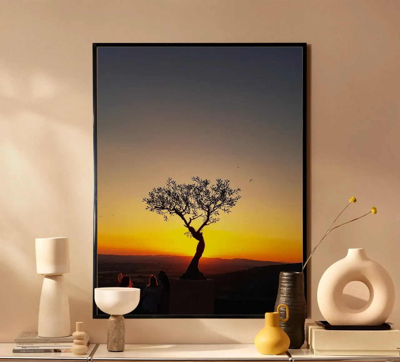 Fotografia dell'albero del tramonto in Toscana poster da jay