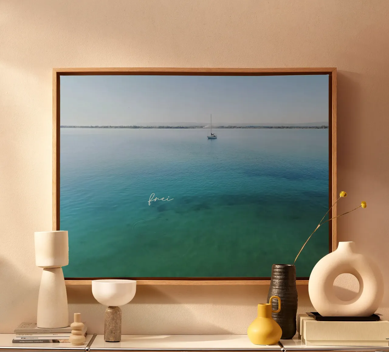 vrij (zeilboot) canvas met Baklijst van Frida + frei