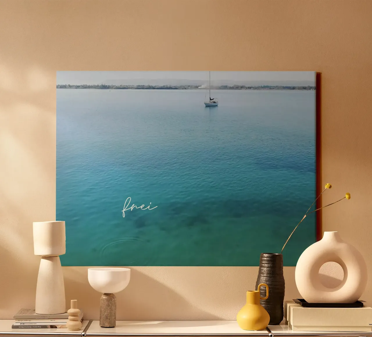 vrij (zeilboot) canvas met Baklijst van Frida + frei