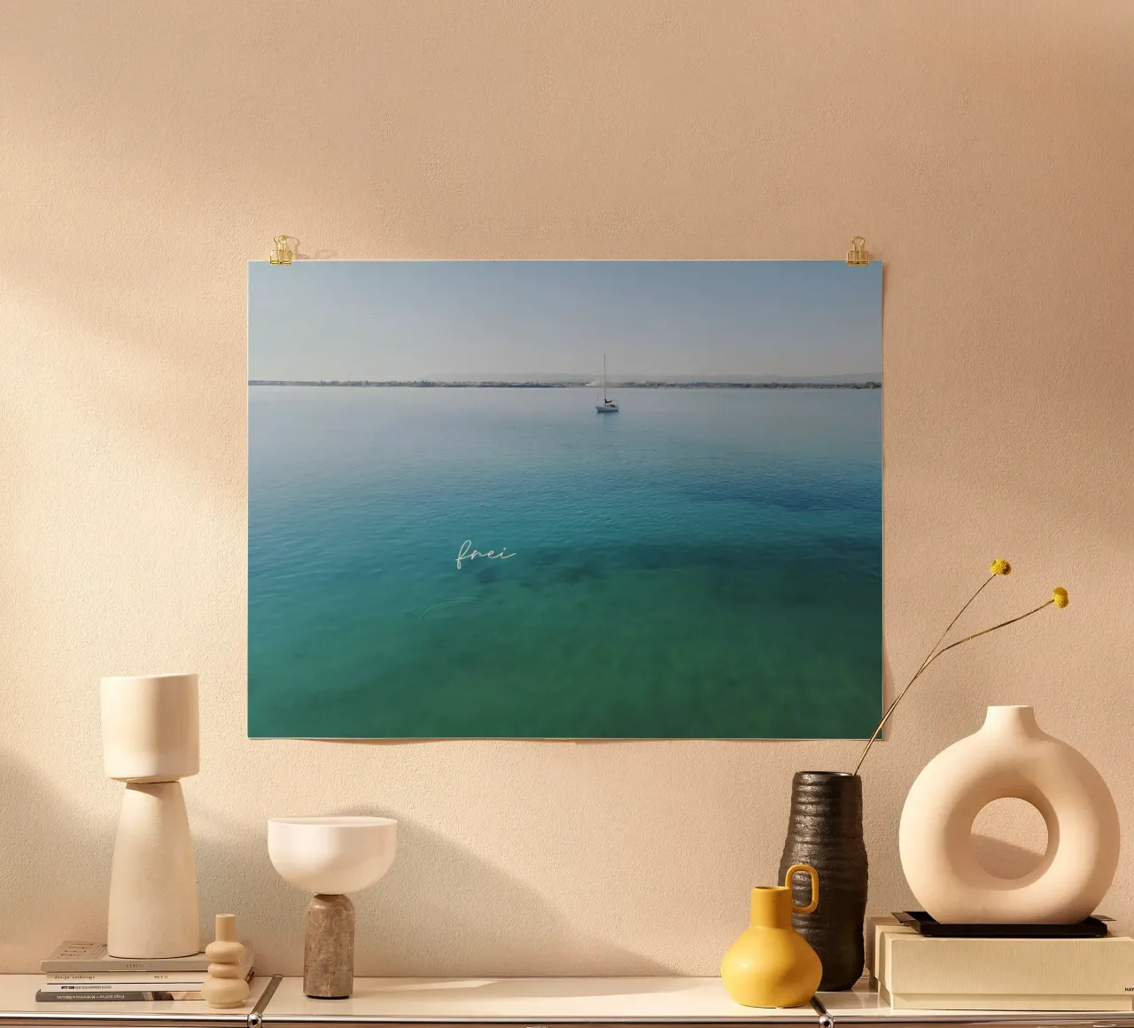 vrij (zeilboot) poster met kunststof frame van Frida + frei