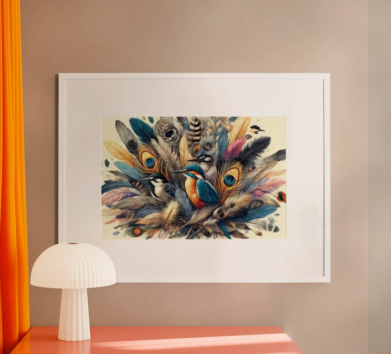 Tropisches Geflüster zwischen ätherischen Federn Poster mit Kunststoffrahmen von Chromatic Fusion Studio