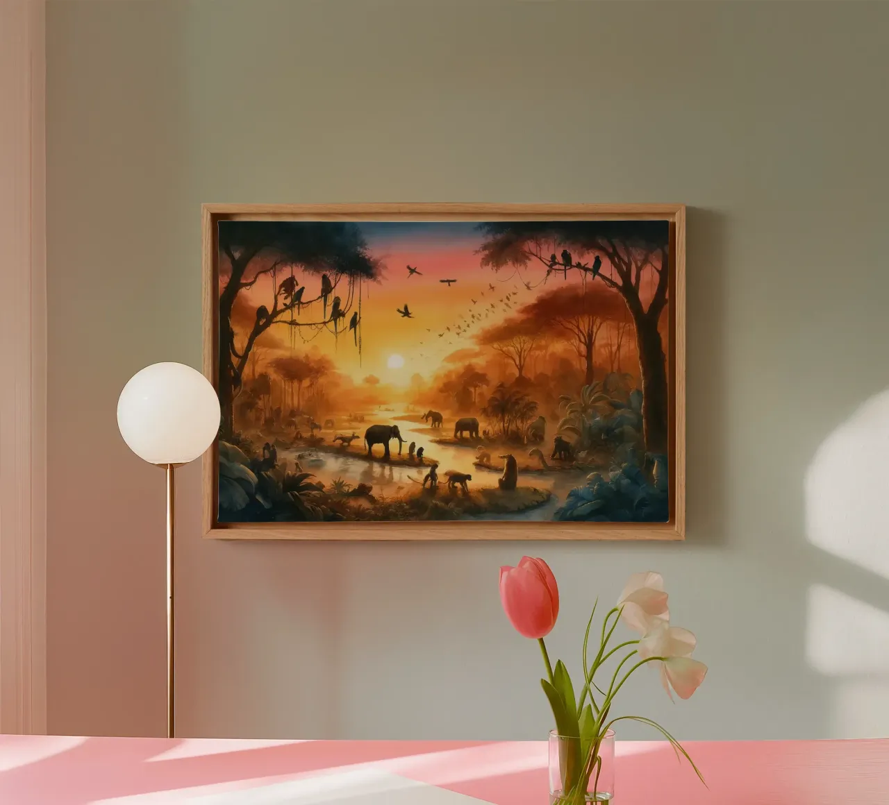 Sereniteit in de schemering in de jungle canvas met Baklijst van Chromatic Fusion Studio