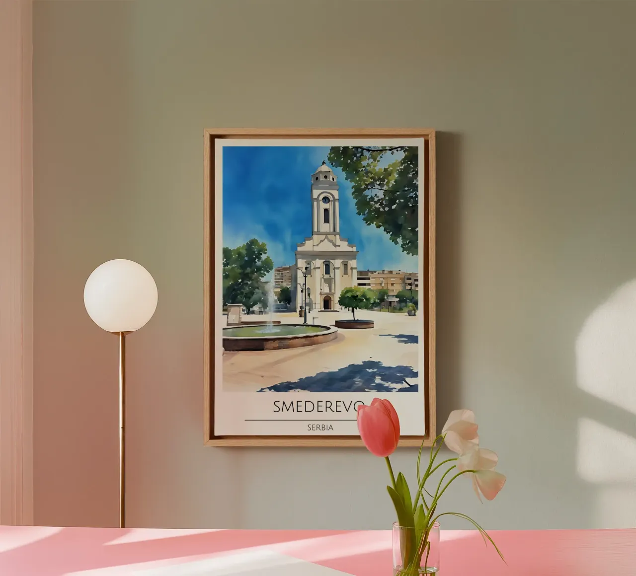 Smederevo, Servië - Vintage stijl reisposter canvas met Baklijst van homdeco