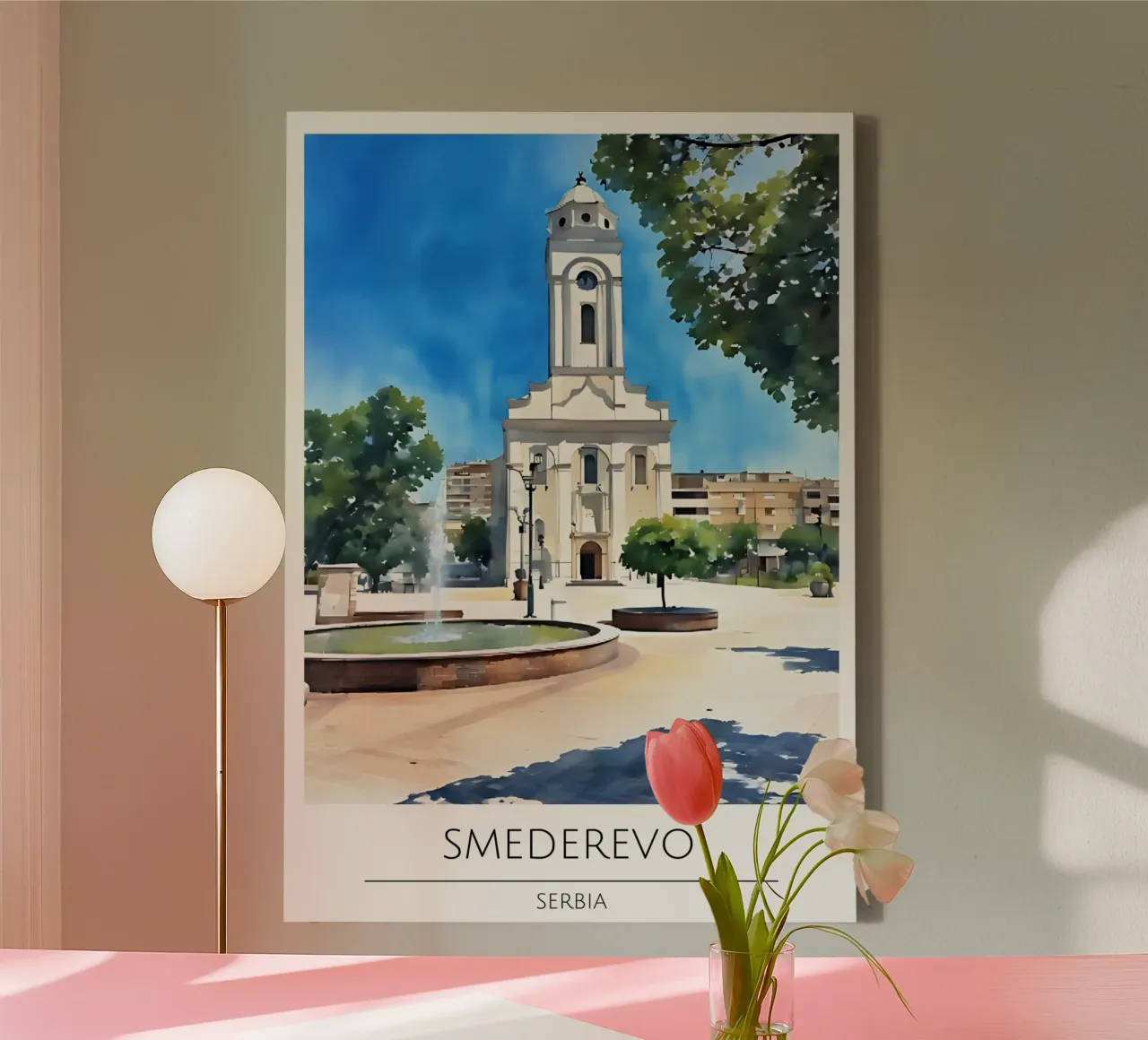 Smederevo, Servië - Vintage stijl reisposter canvas met Baklijst van homdeco