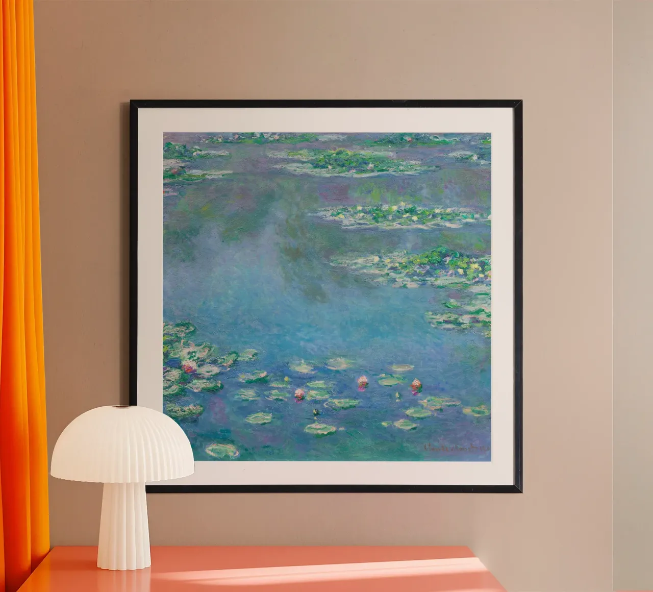 Ninfee di Claude Monet poster con telaio in alluminio da Monet Art Prints