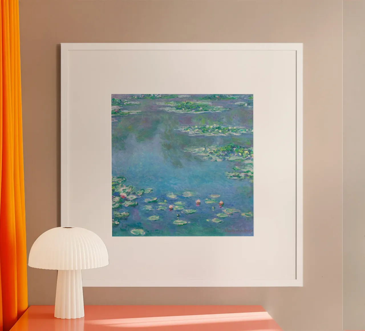 Ninfee di Claude Monet poster con telaio in alluminio da Monet Art Prints