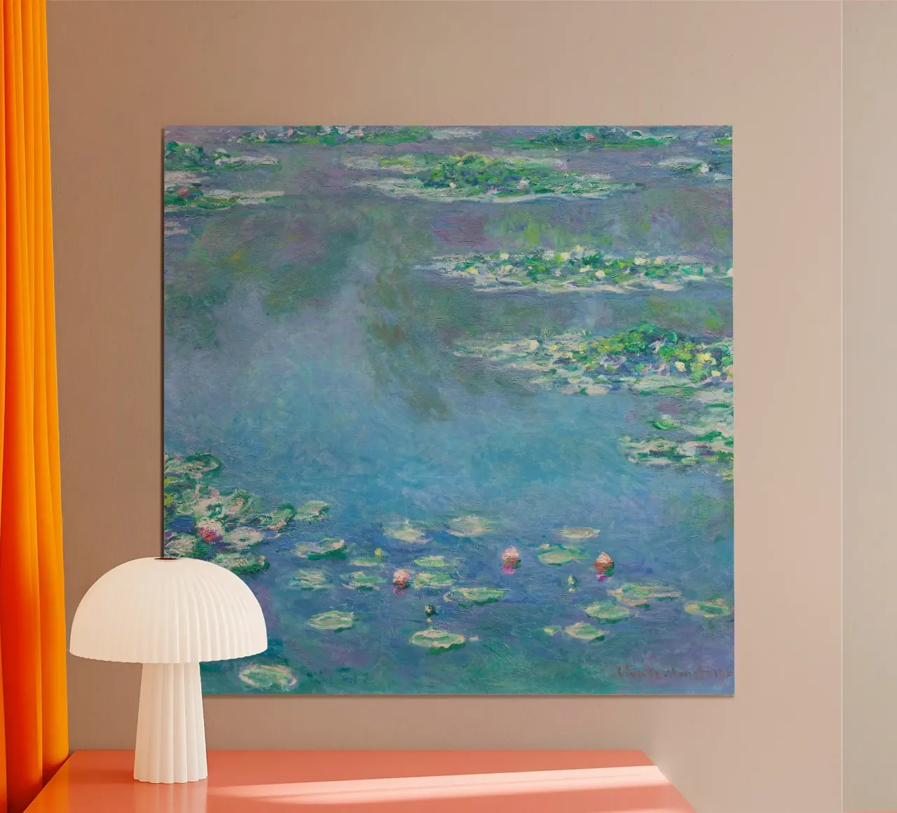 Ninfee di Claude Monet poster con telaio in alluminio da Monet Art Prints