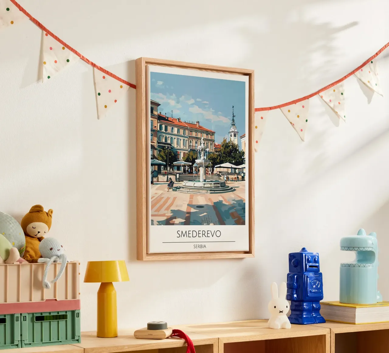 Smederevo, Servië - Vintage stijl reisposter canvas met Baklijst van homdeco