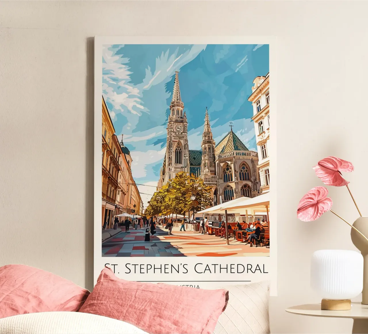 Stephansdom, Oostenrijk - Vintage Reisposter canvas met Baklijst van homdeco