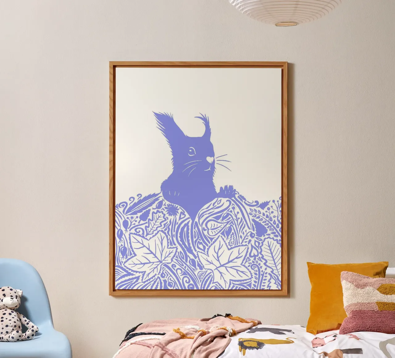 Scoiattolo in autunno - viola chiaro alluminio dibond da PaperLine Art