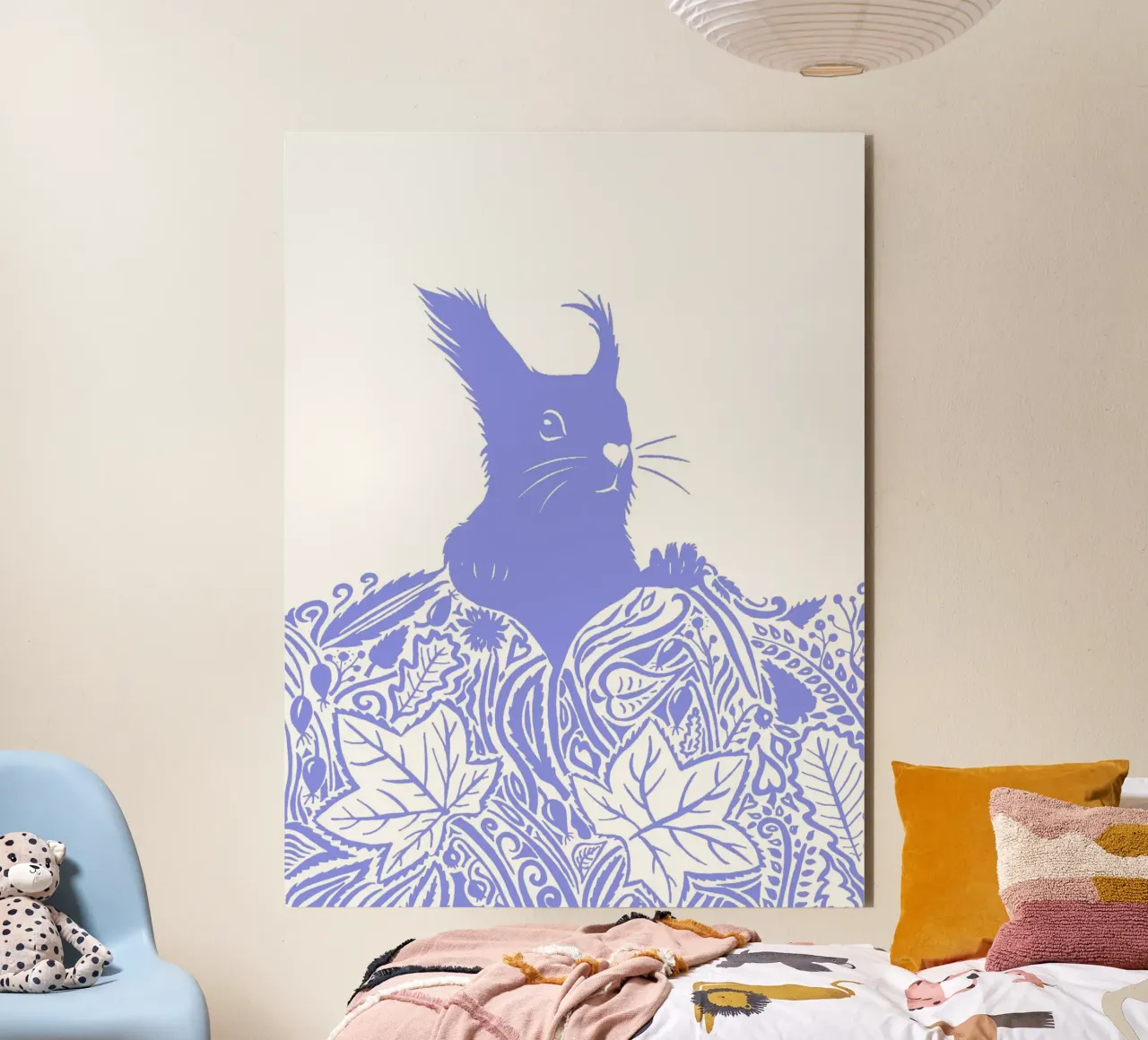 Scoiattolo in autunno - viola chiaro alluminio dibond da PaperLine Art