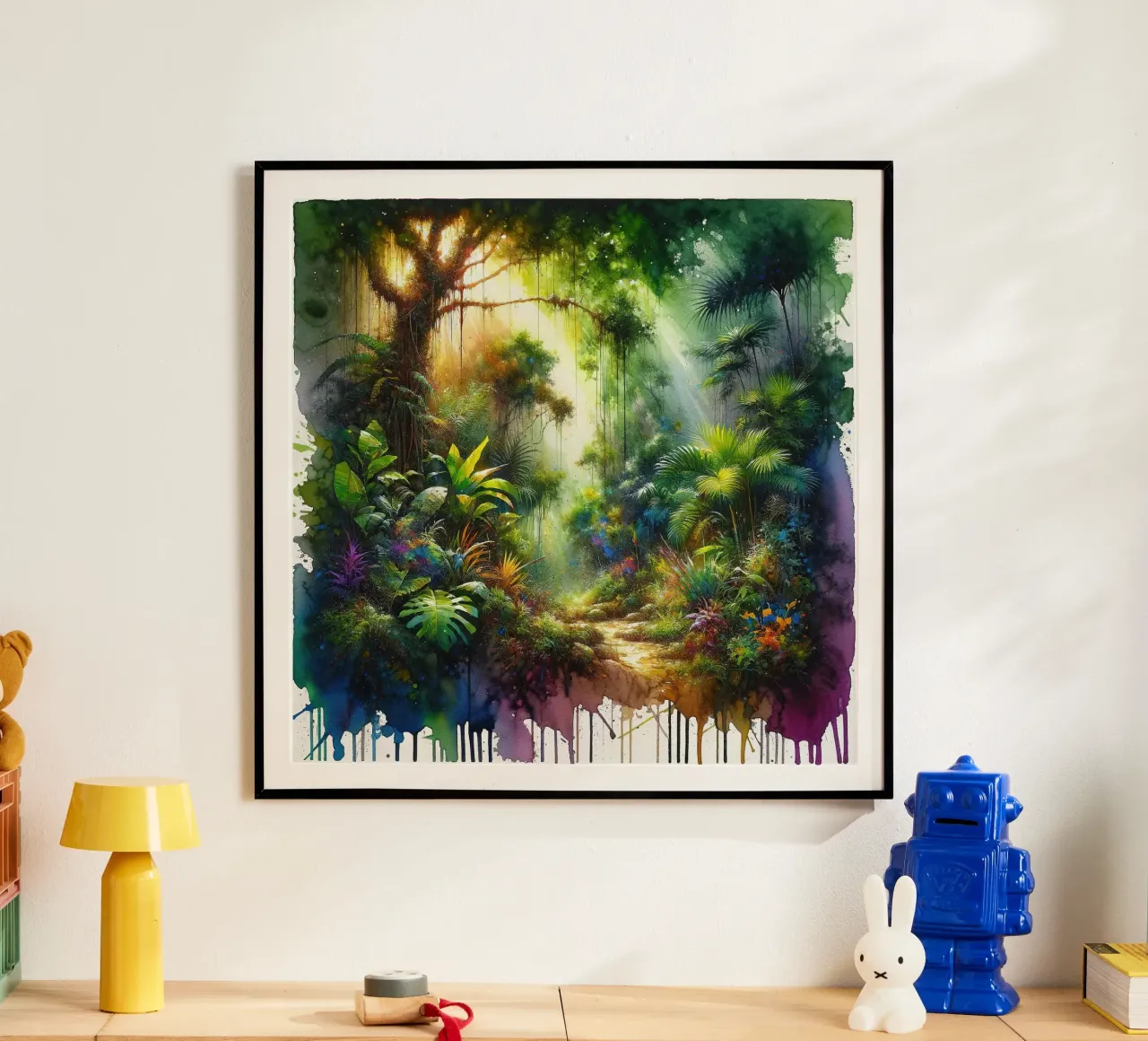 Die Lebendigkeit des Dschungels Poster mit Holzrahmen von Chromatic Fusion Studio
