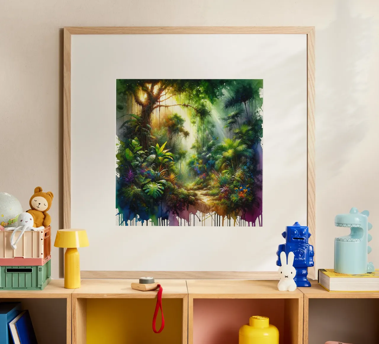 Die Lebendigkeit des Dschungels Poster mit Holzrahmen von Chromatic Fusion Studio