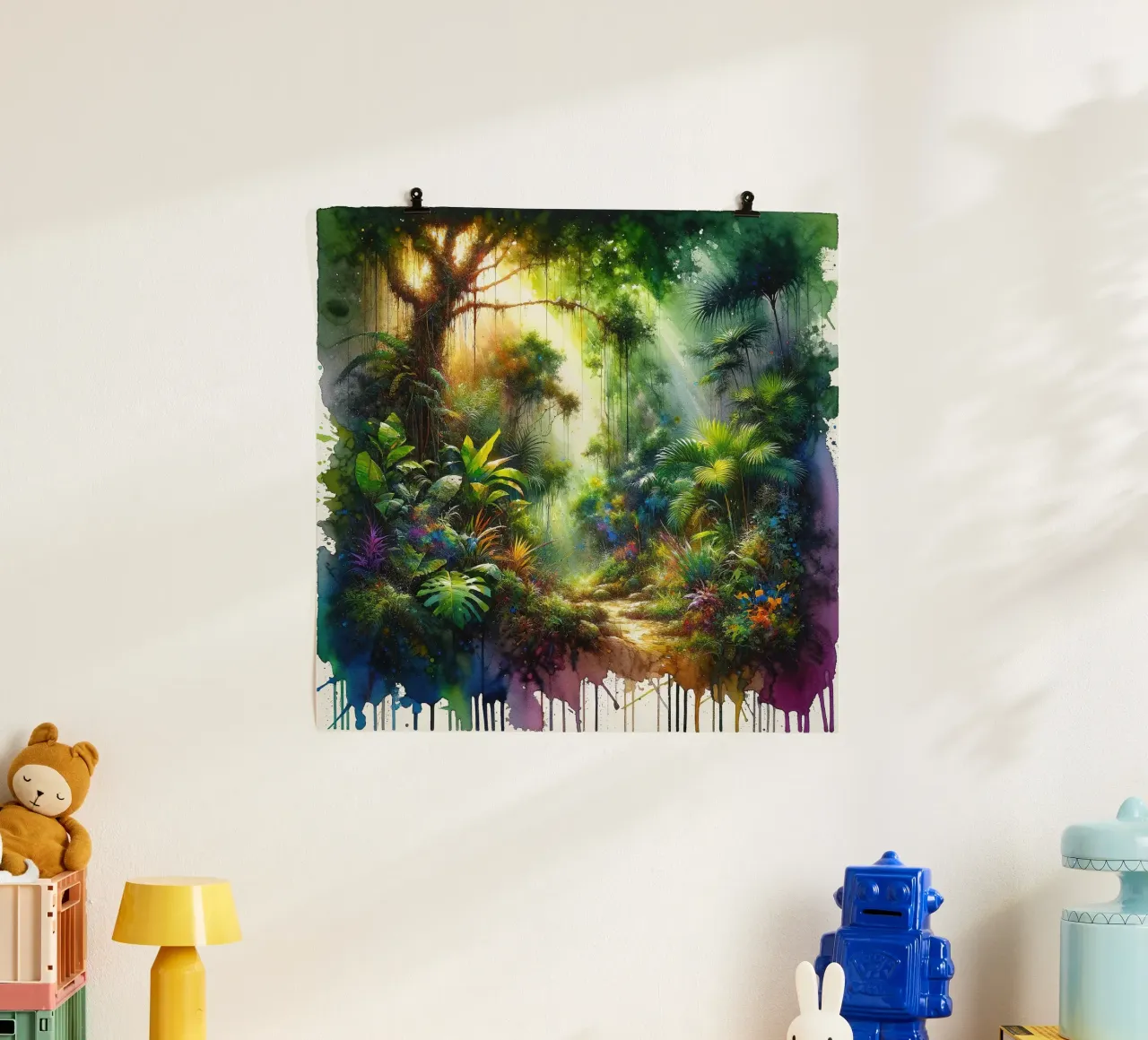 Die Lebendigkeit des Dschungels Poster mit Holzrahmen von Chromatic Fusion Studio