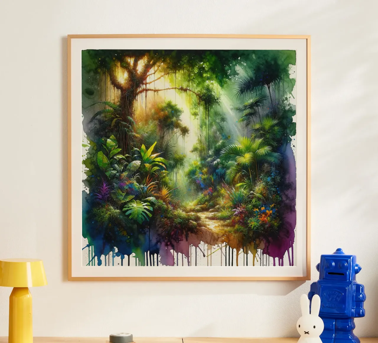 Die Lebendigkeit des Dschungels Poster mit Holzrahmen von Chromatic Fusion Studio