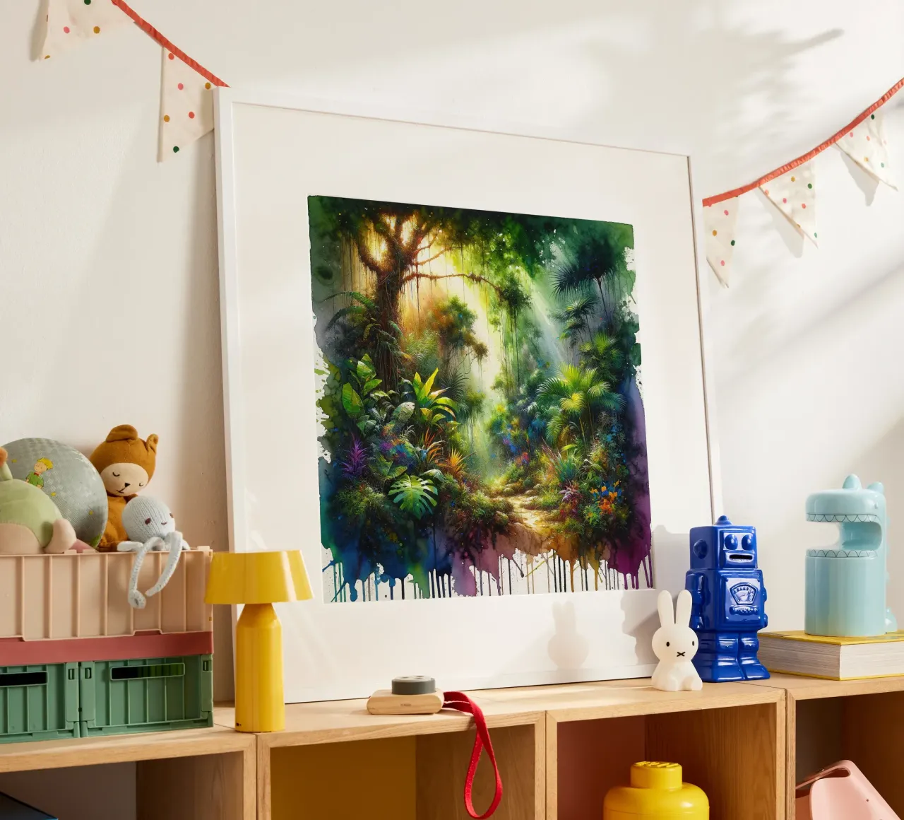 Die Lebendigkeit des Dschungels Poster mit Holzrahmen von Chromatic Fusion Studio