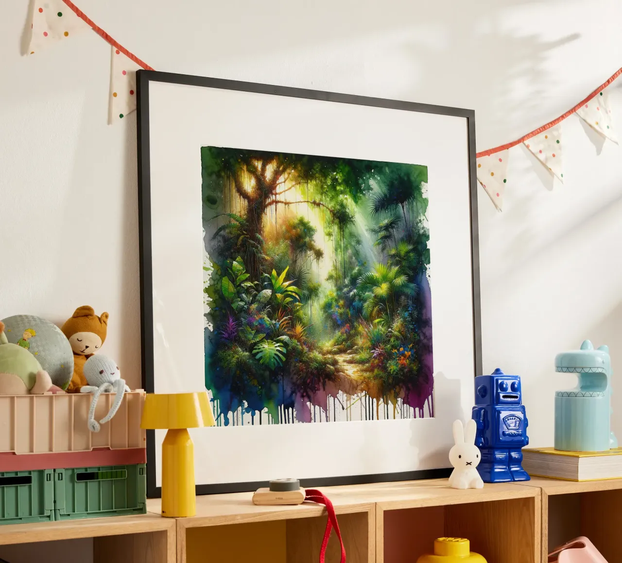Die Lebendigkeit des Dschungels Poster mit Holzrahmen von Chromatic Fusion Studio