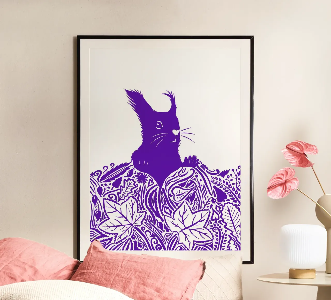 Scoiattoli curiosi in autunno - Lilablau poster da PaperLine Art