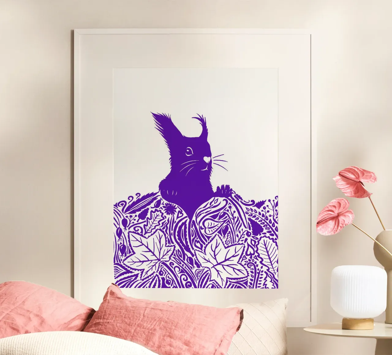 Scoiattoli curiosi in autunno - Lilablau poster da PaperLine Art