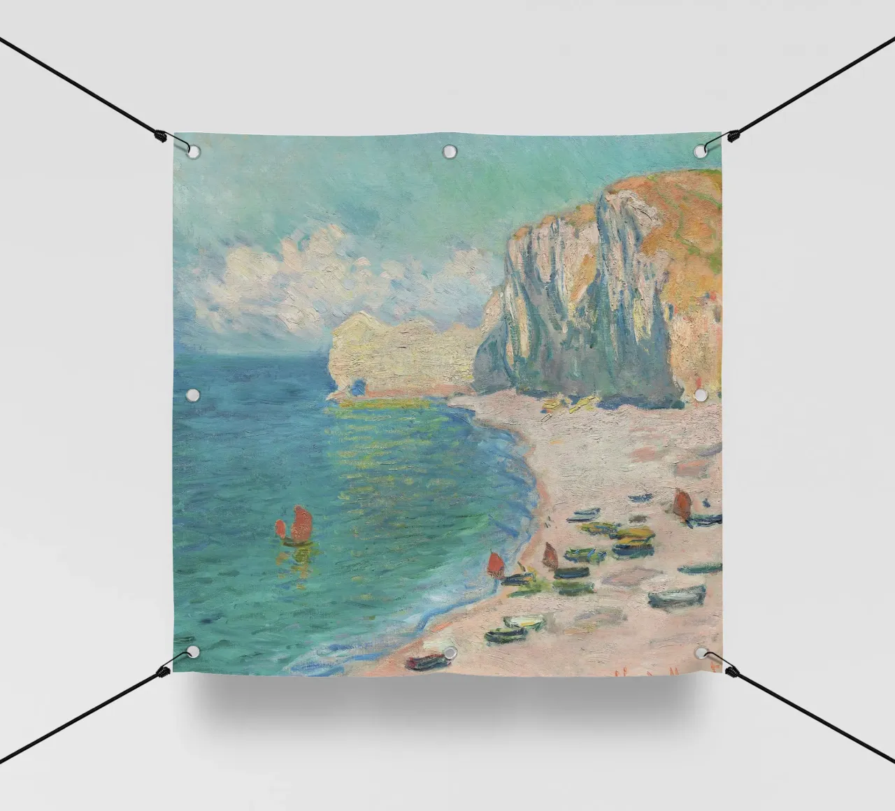 La spiaggia e la Falaise d'Amont (1885) di Claude Monet telo in pvc da Venus Art
