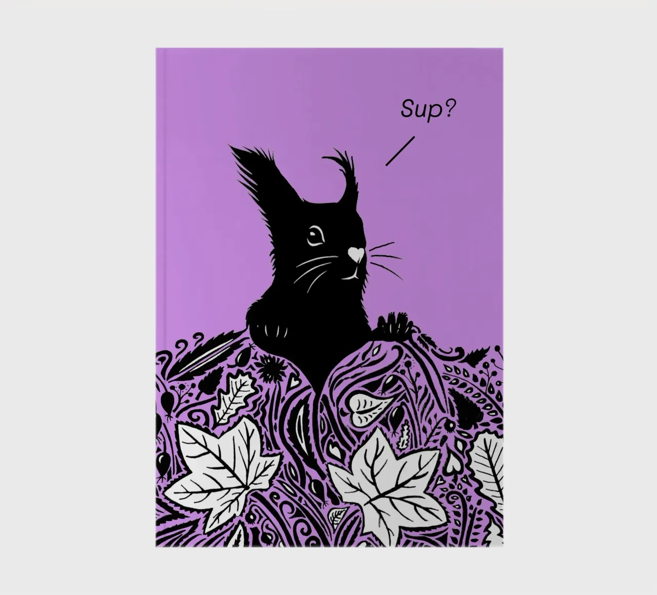 Sup? - Curious squirrel purple notebook by PaperLine Art