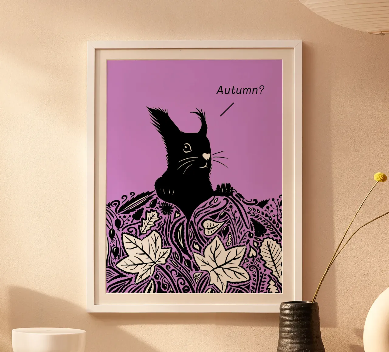 Autunno? - Scoiattolo curioso viola poster da PaperLine Art