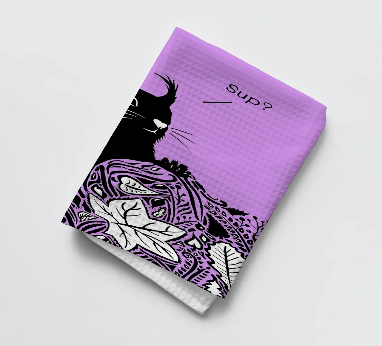 Sup ? - Écureuil curieux violet torchon de PaperLine Art