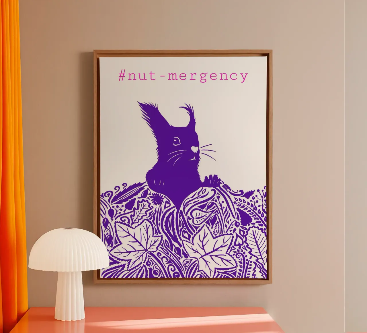 #nut-mergency - Eichhörnchen blaulila tela con Cornice a cassetta da PaperLine Art