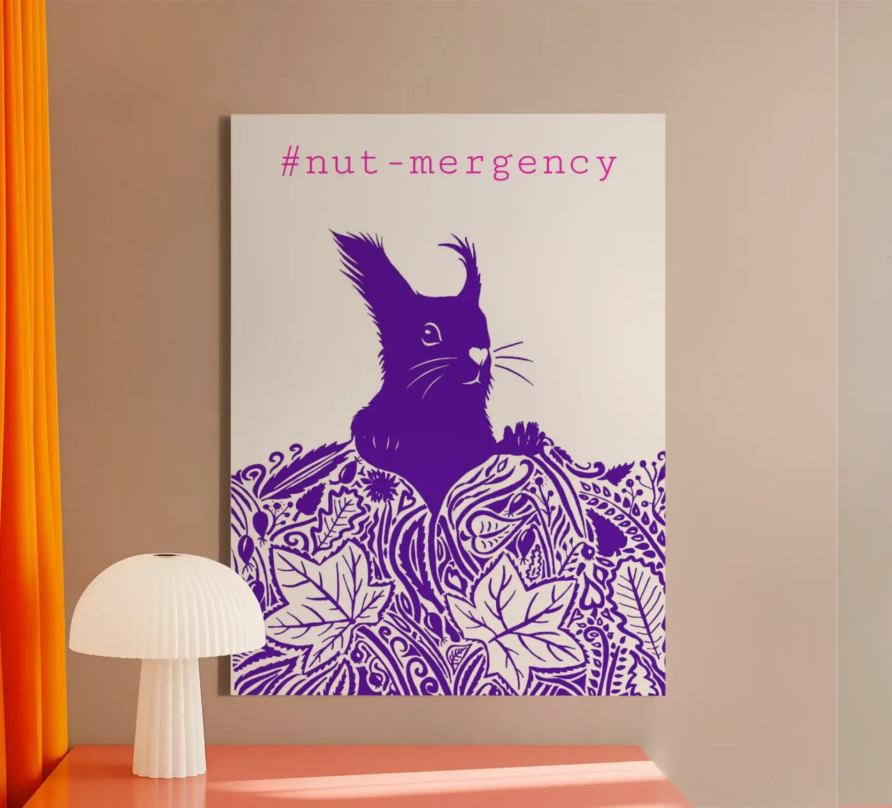 #nut-mergency - Eichhörnchen blaulila tela con Cornice a cassetta da PaperLine Art