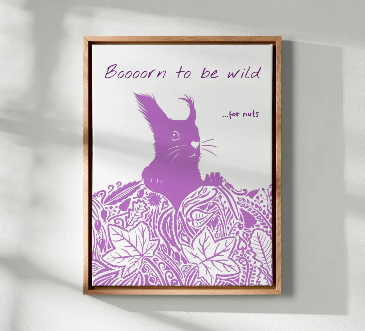 Boooorn to be wild ...for nuts - Eichhörnchen in rosa tela con Cornice a cassetta da PaperLine Art
