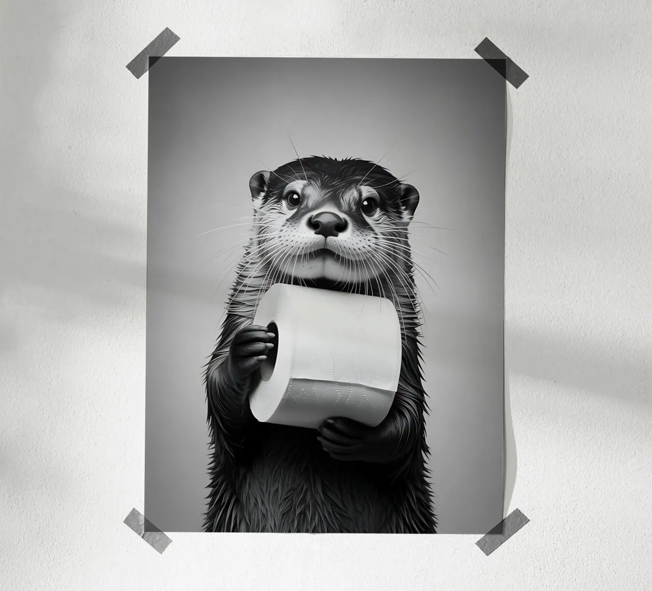 Lontra e carta igienica poster con telaio in plastica da Plain Thoughts
