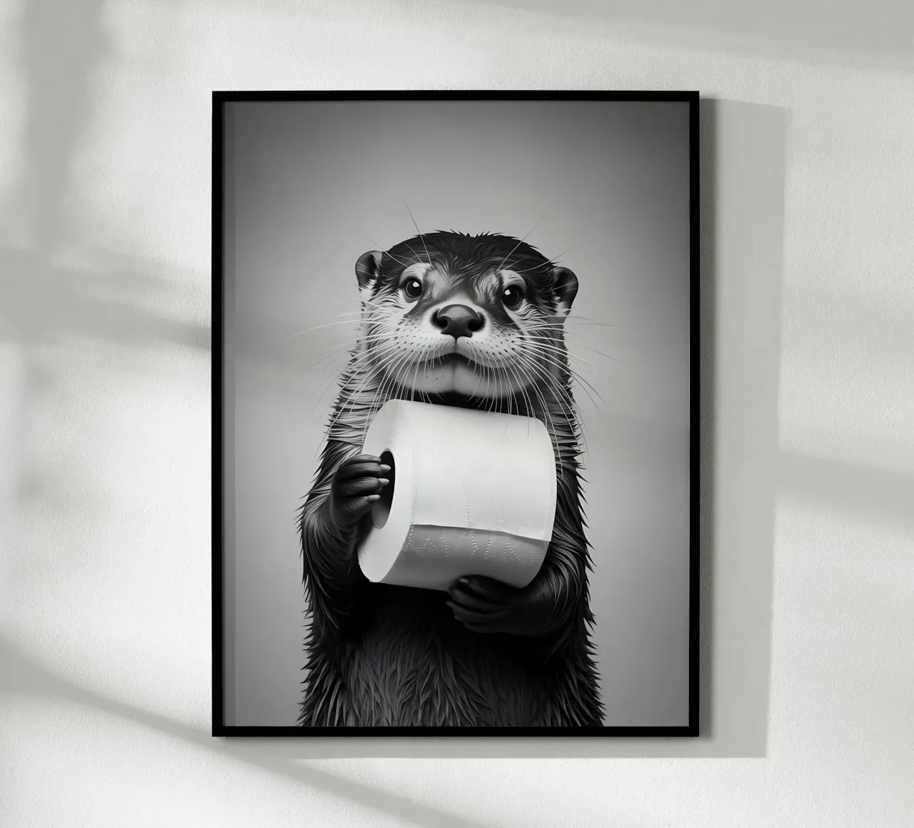 Lontra e carta igienica poster con telaio in plastica da Plain Thoughts
