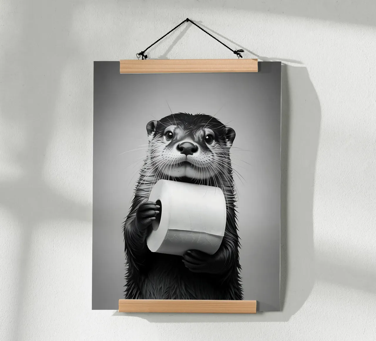 Lontra e carta igienica poster con telaio in plastica da Plain Thoughts