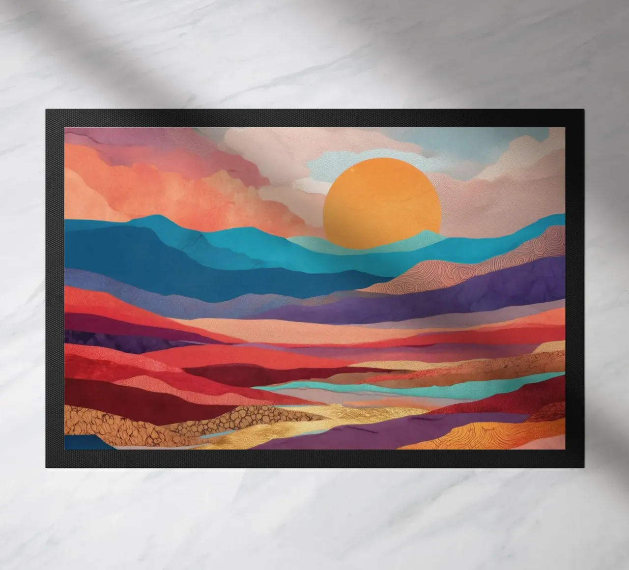 Abstract Colorful Landscape with Golden River and Sunset Sky zerbino da Dune