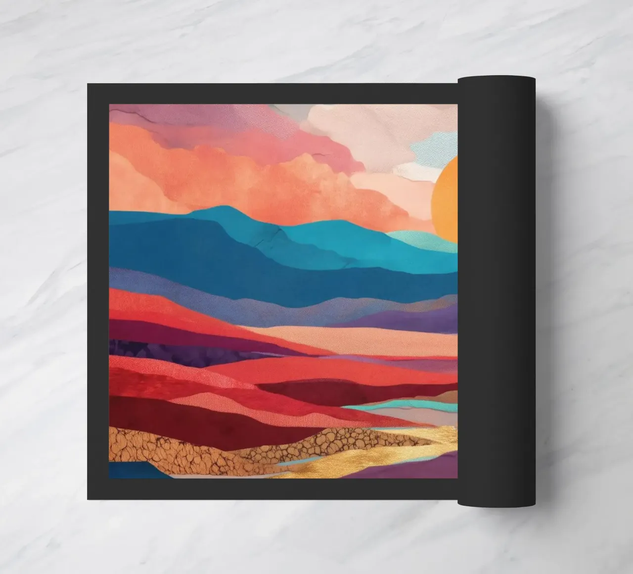 Abstract Colorful Landscape with Golden River and Sunset Sky zerbino da Dune