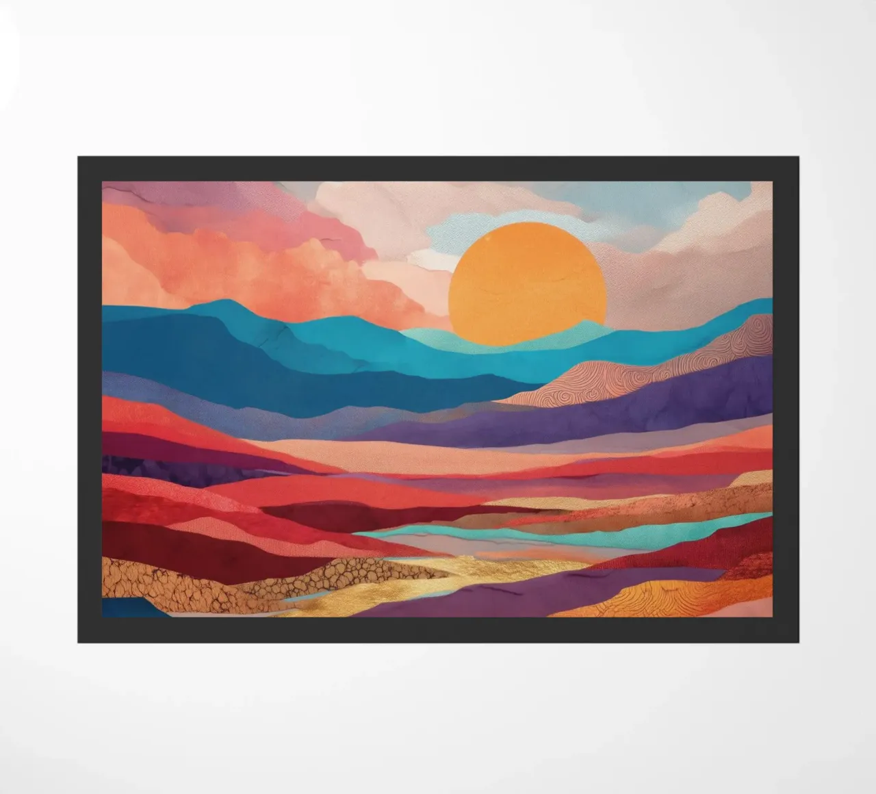 Abstract Colorful Landscape with Golden River and Sunset Sky zerbino da Dune