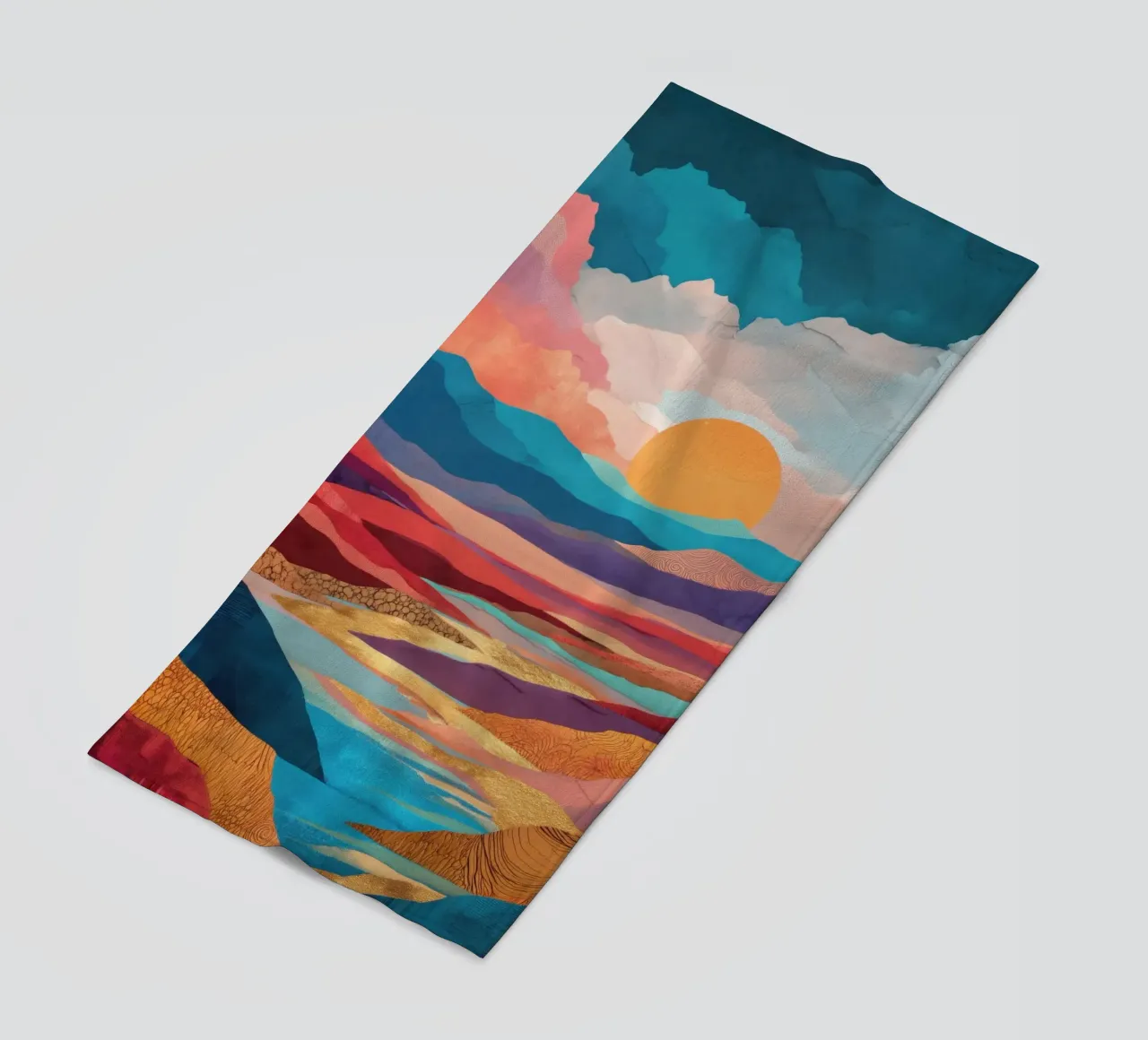 Abstract Colorful Landscape with Golden River and Sunset Sky telo mare da Dune