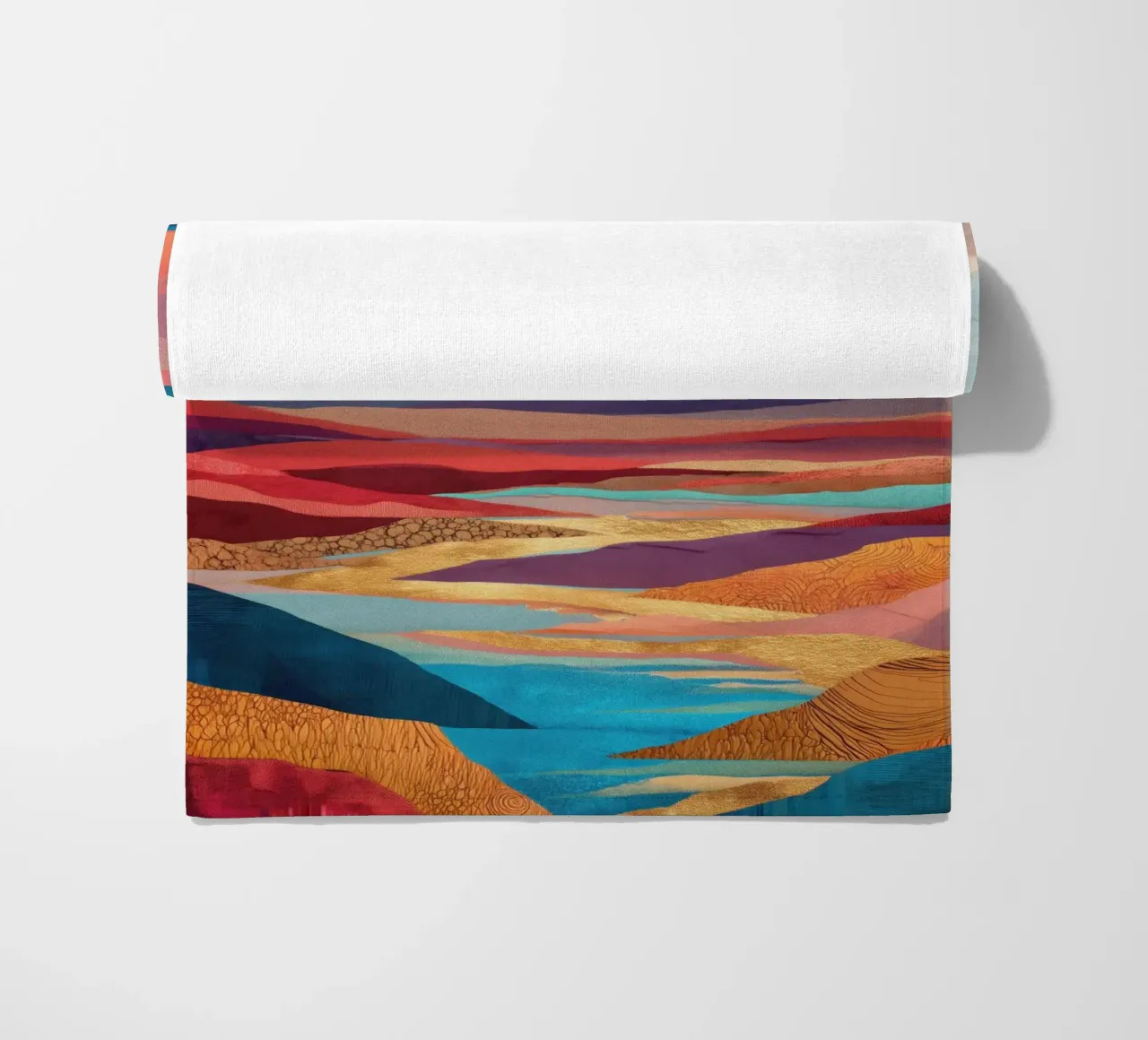 Abstract Colorful Landscape with Golden River and Sunset Sky telo mare da Dune
