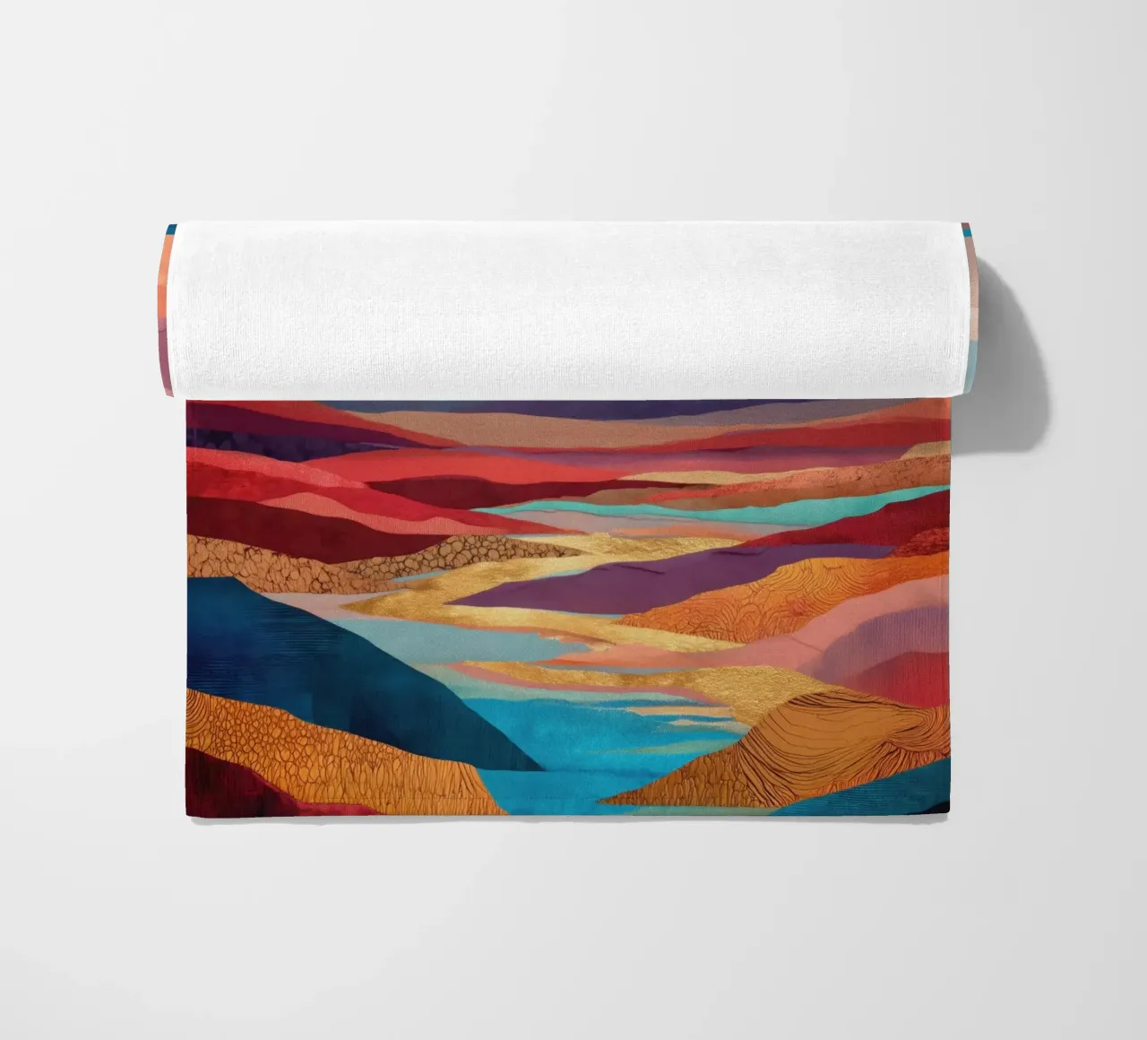 Abstract Colorful Landscape with Golden River and Sunset Sky telo mare da Dune