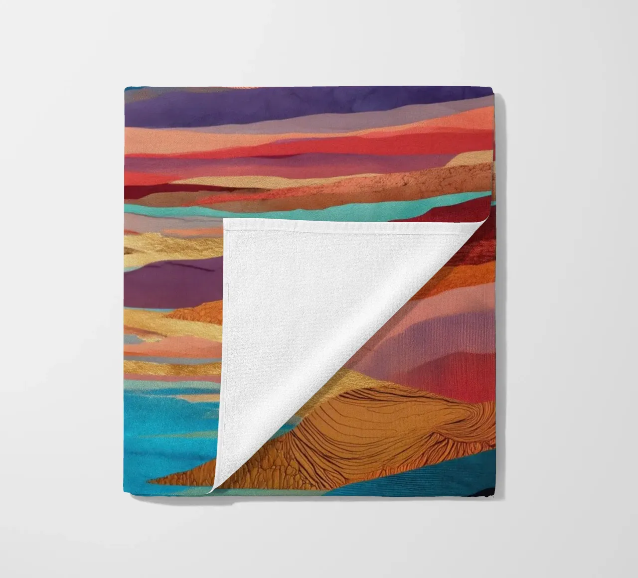 Abstract Colorful Landscape with Golden River and Sunset Sky telo mare da Dune