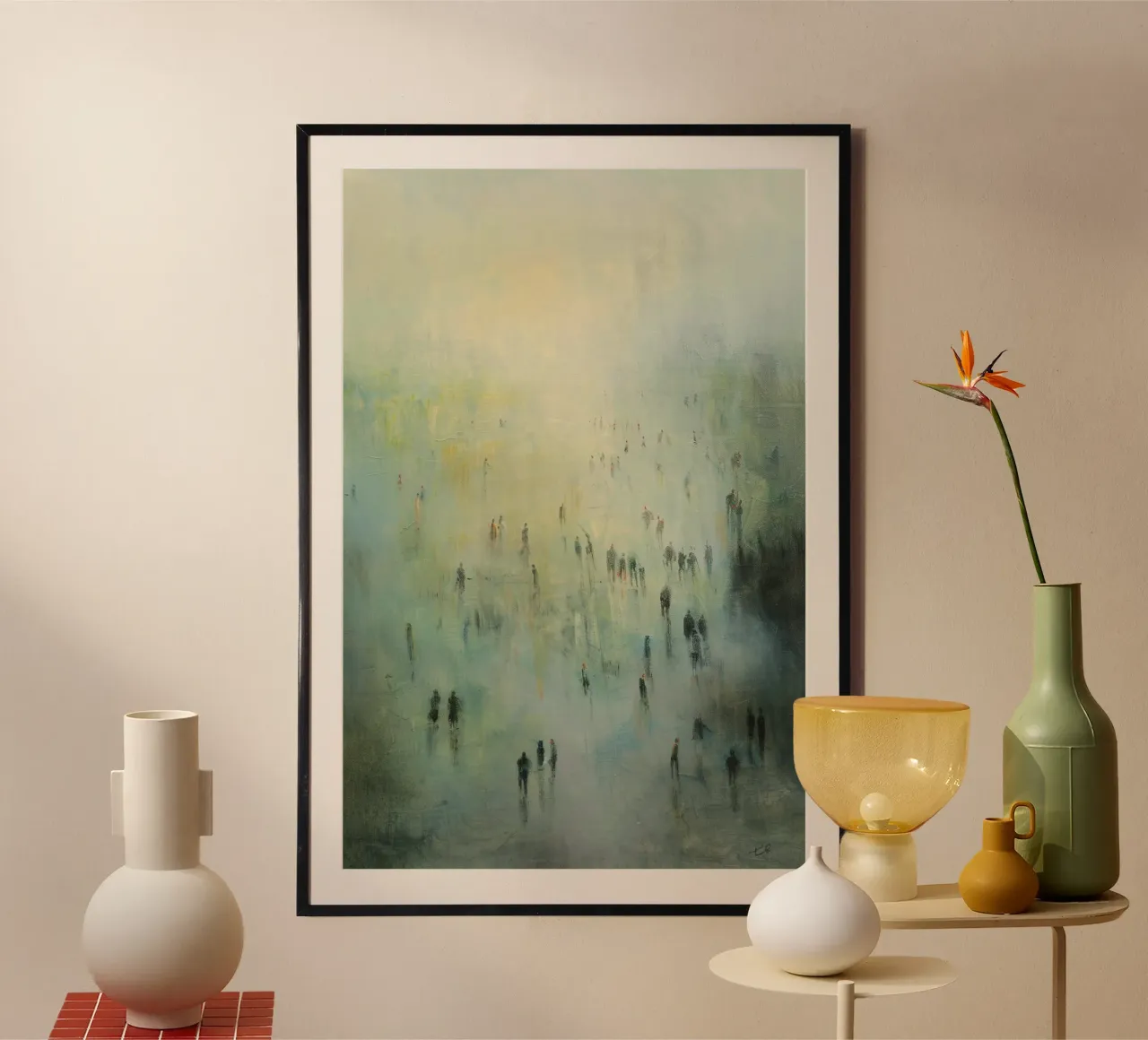 Mist of the Crowd poster con telaio in plastica da Mosaic Dialogue