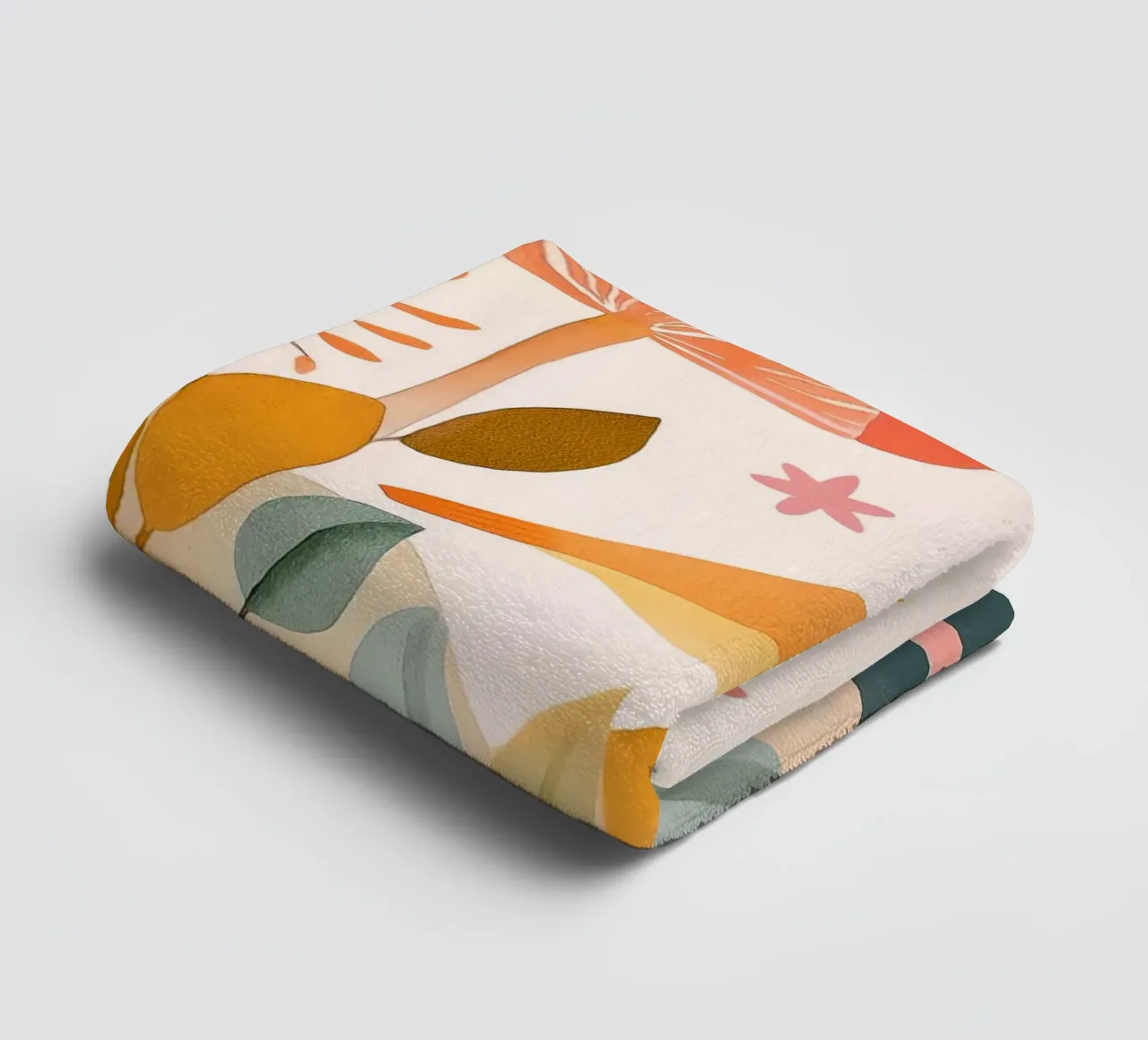 Cute Yellow Bird in Mushroom Garden Boho Botanical Autumn towel by Gentle Echoes Art