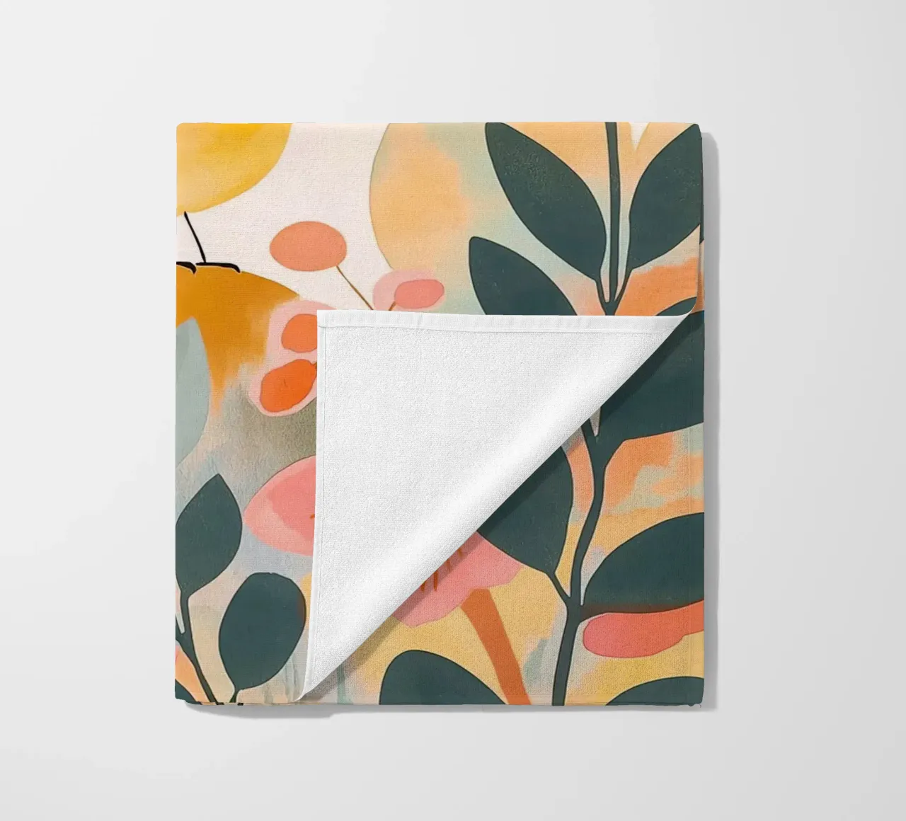 Mignon oiseau jaune dans un jardin de champignons Boho Botanique Automne serviette de plage de Gentle Echoes Art
