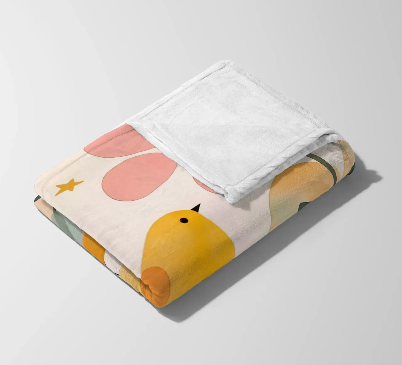 Mignon oiseau jaune dans un jardin de champignons Boho Botanique Automne plaid polaire de Gentle Echoes Art