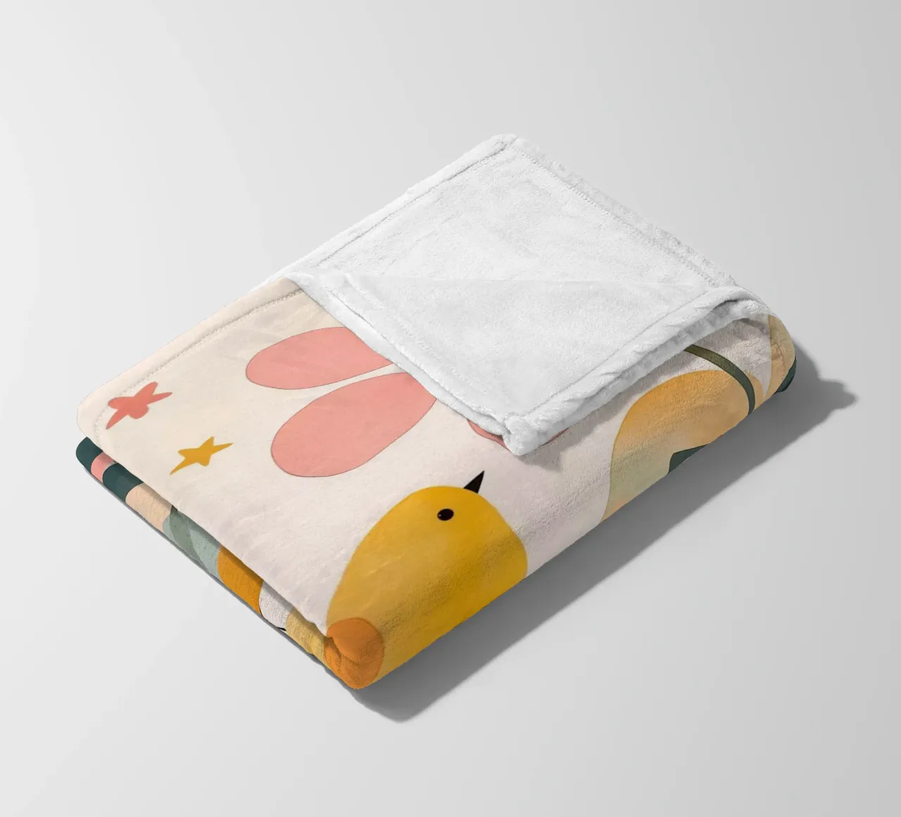 Mignon oiseau jaune dans un jardin de champignons Boho Botanique Automne plaid polaire de Gentle Echoes Art