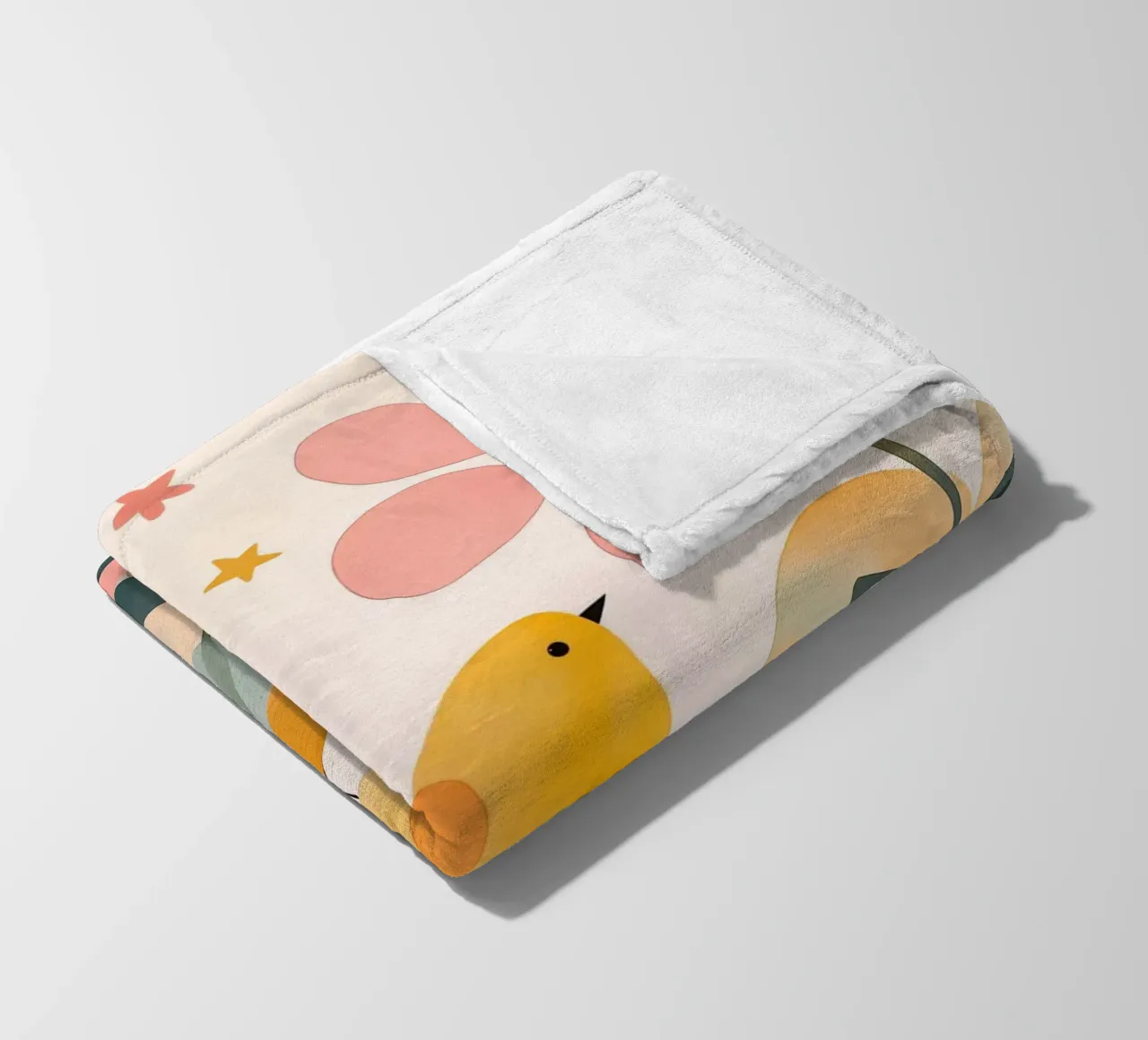 Mignon oiseau jaune dans un jardin de champignons Boho Botanique Automne plaid polaire de Gentle Echoes Art