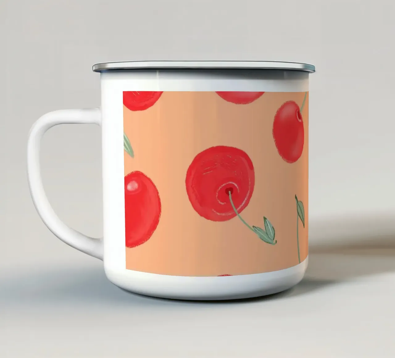 Modello Berry Burst color arancio fragola tazza in smalto da gulsengunel